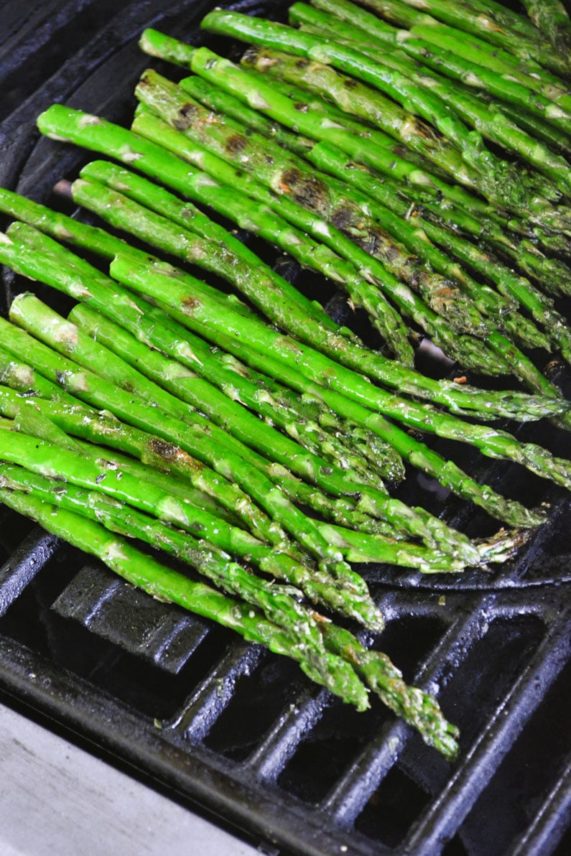 Grilled Italian Herb Asparagus on the grill