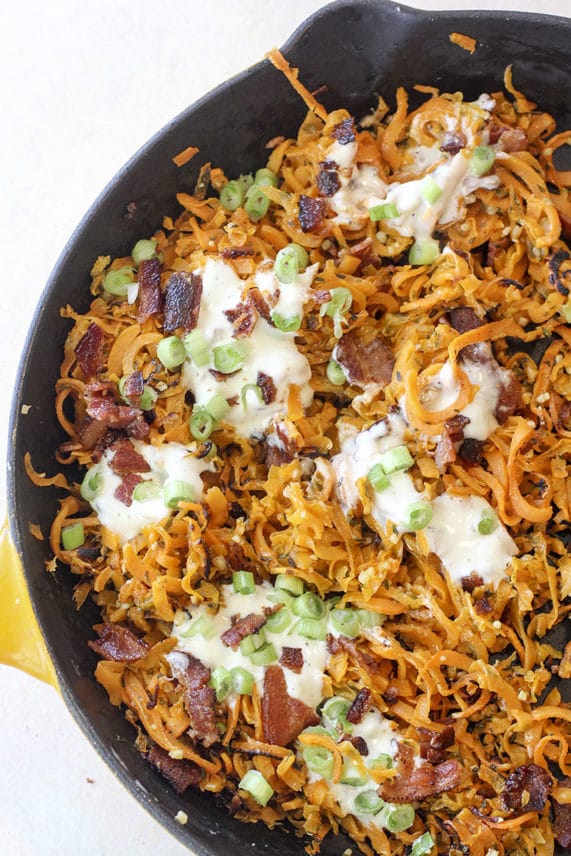 Sizzling hot Spiralized Sweet Potato Skillet