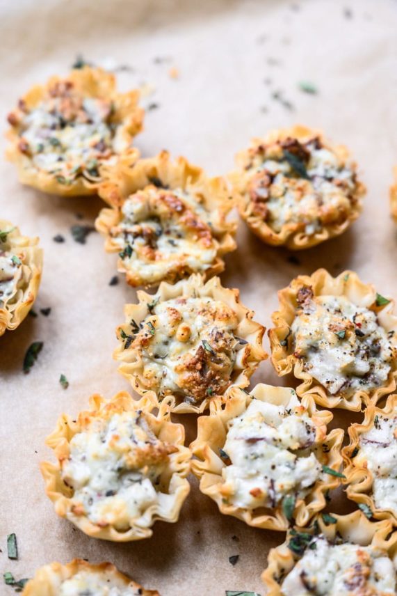 Gorgonzola and Pear Tartlets ready to serve