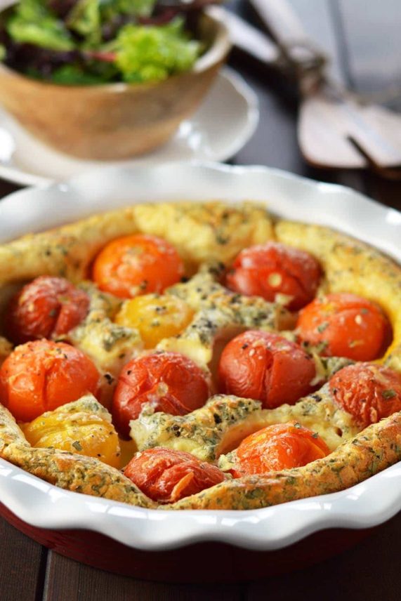 Tomato and Basil Clafoutis fresh from the oven