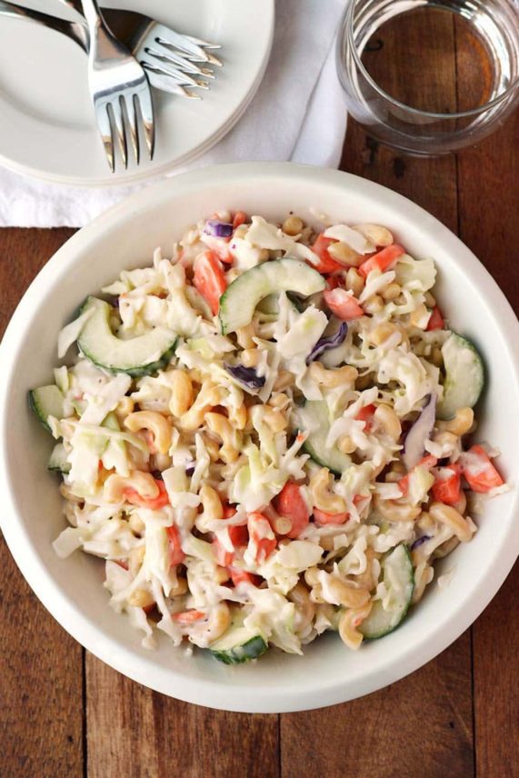 Big bowl of Coleslaw Macaroni Salad