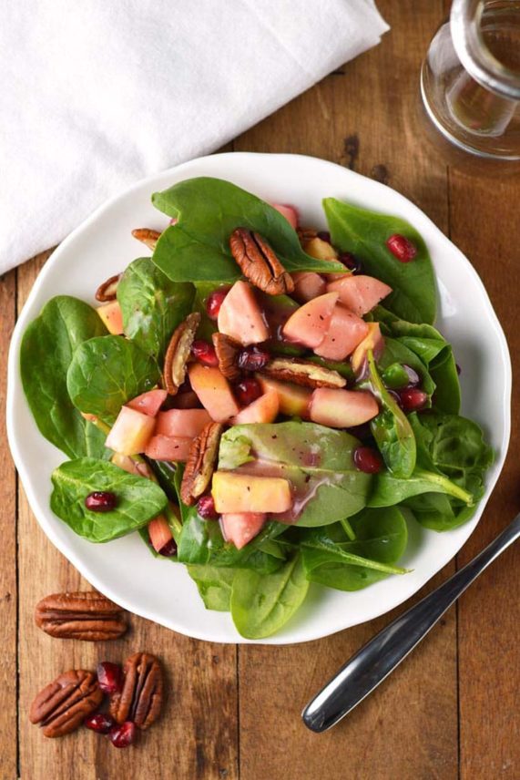 Large plate of Pecan and Pomegranate Salad