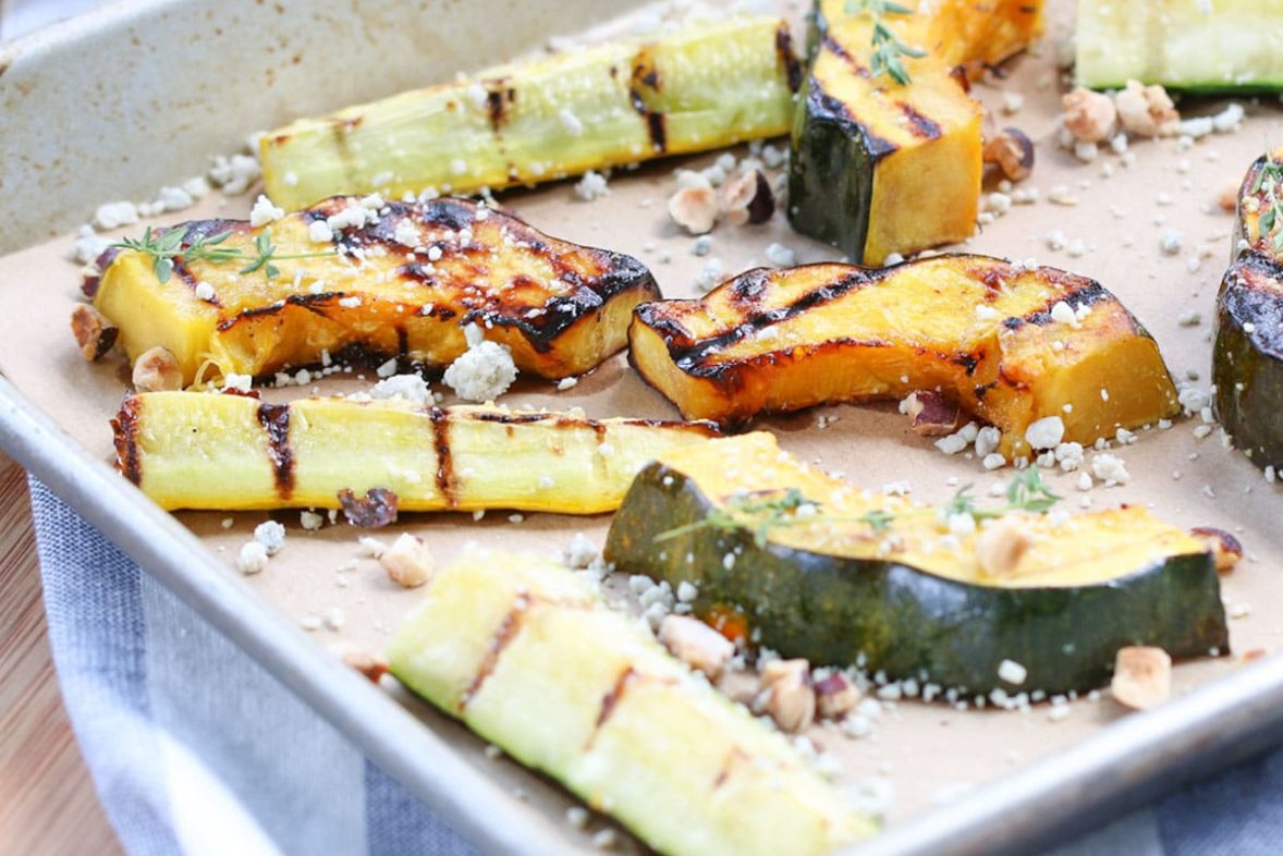 Freshly made tray of Sesame Grilled Summer Squash