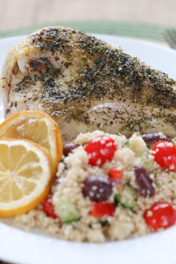Serving up a little Roasted Greek Chicken and Couscous Salad