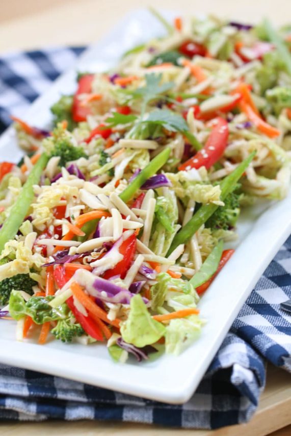 Large tray of Crunchy Asian Coleslaw with Sesame Ginger