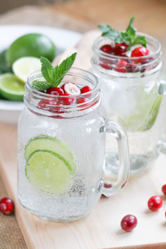 Pair of refreshing Winter Cranberry Mojitos