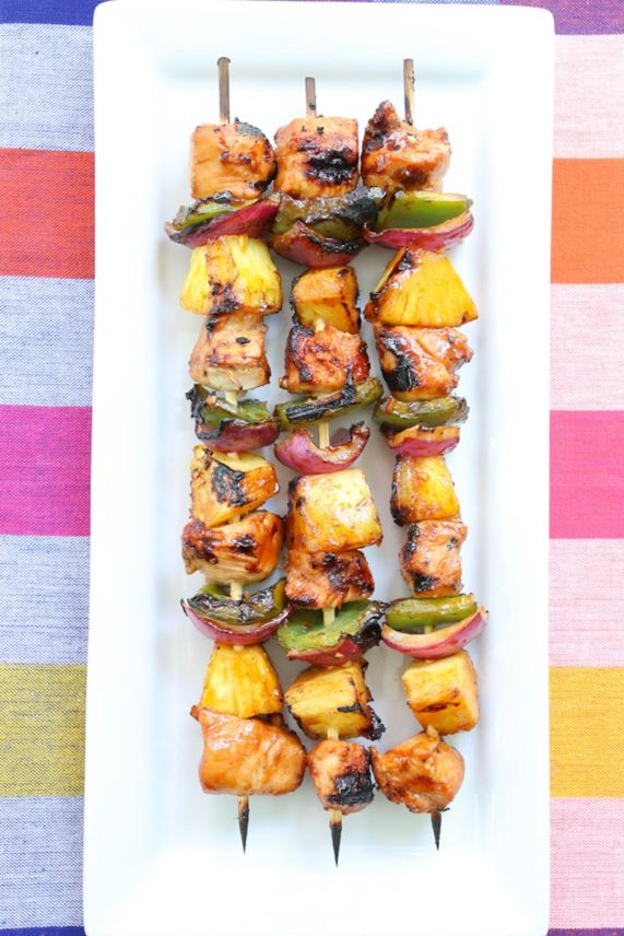 Skewers of Tropical Coleslaw & Grilled Hawaiian Chicken Kabobs