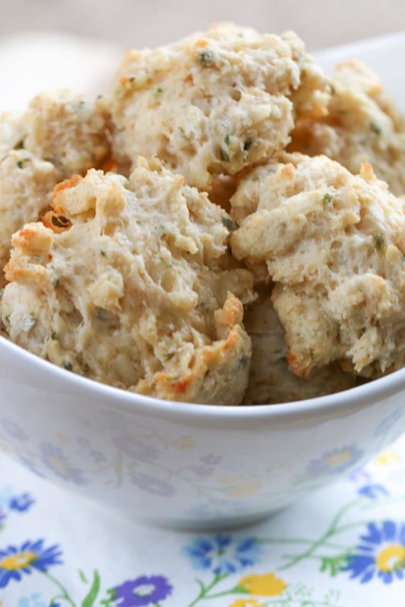 Big bowl of Cheddar and Herb Biscuits