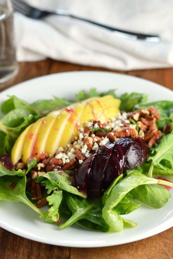 Freshly prepared Roasted Beet and Pear Salad