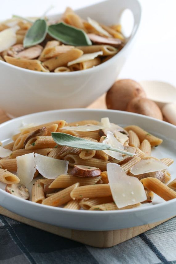 Serving up Mushroom and White Wine Penne