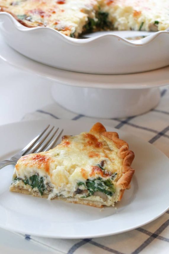 Serving up Feta, Spinach and Mushroom Quiche