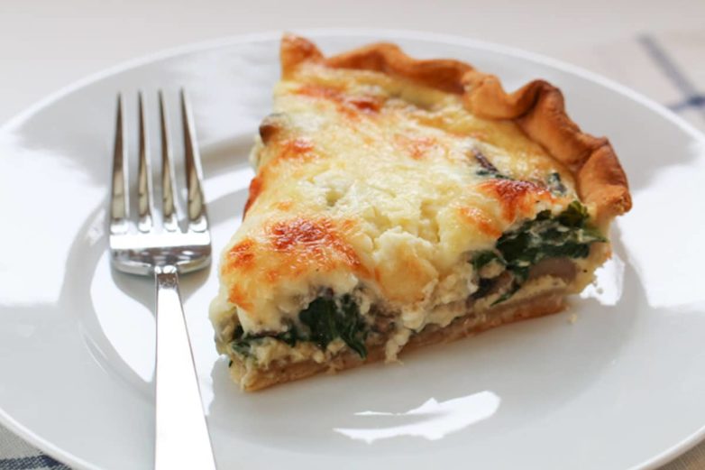Serving of Feta, Spinach and Mushroom Quiche