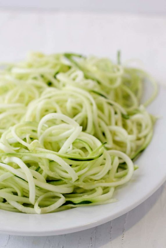 Preparing a meal of Chicken Bacon Ranch Zucchini Noodles