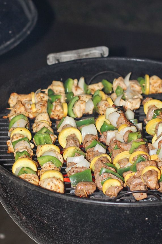 Grilling up Skillet Herb Potatoes and Kabobs