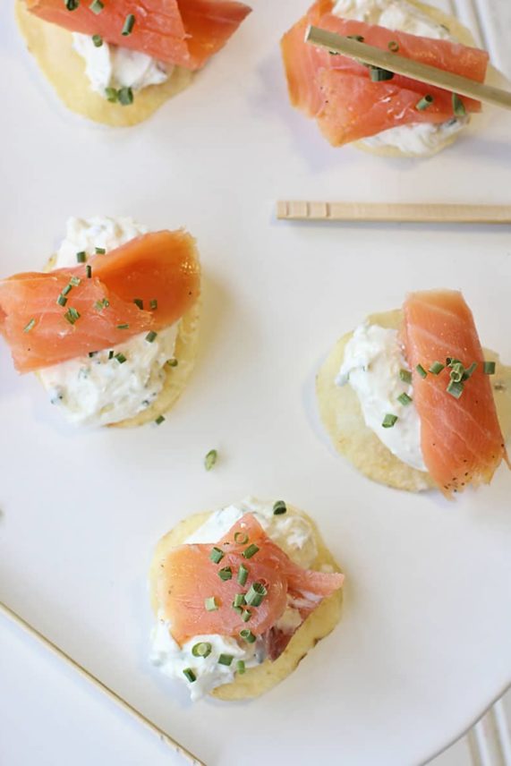 Preparing Smoked Salmon and Blue Cheese Canapes