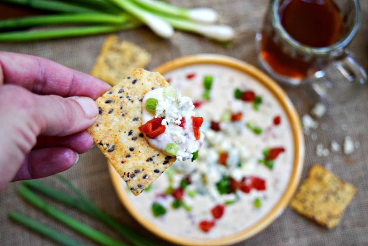 Snack time with Blue Cheese & Fire-Roasted Tomato Queso