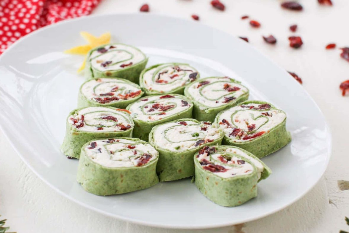 Cranberry Feta Pinwheels Christmas tree appetizer