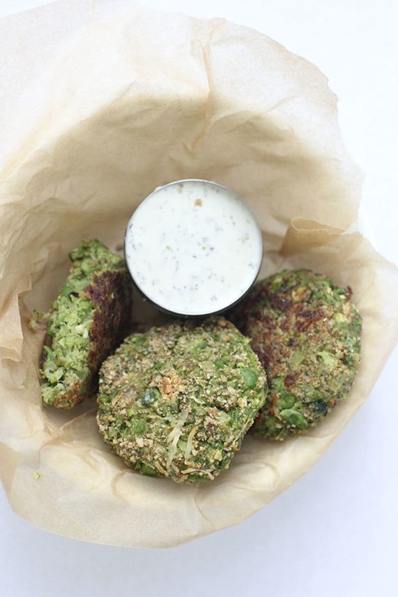 Batch of Baked Broccoli, Pea and Mint Patties