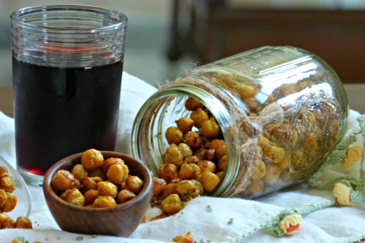 Crafting a batch of Coconut Basil Lime Roasted Chickpeas