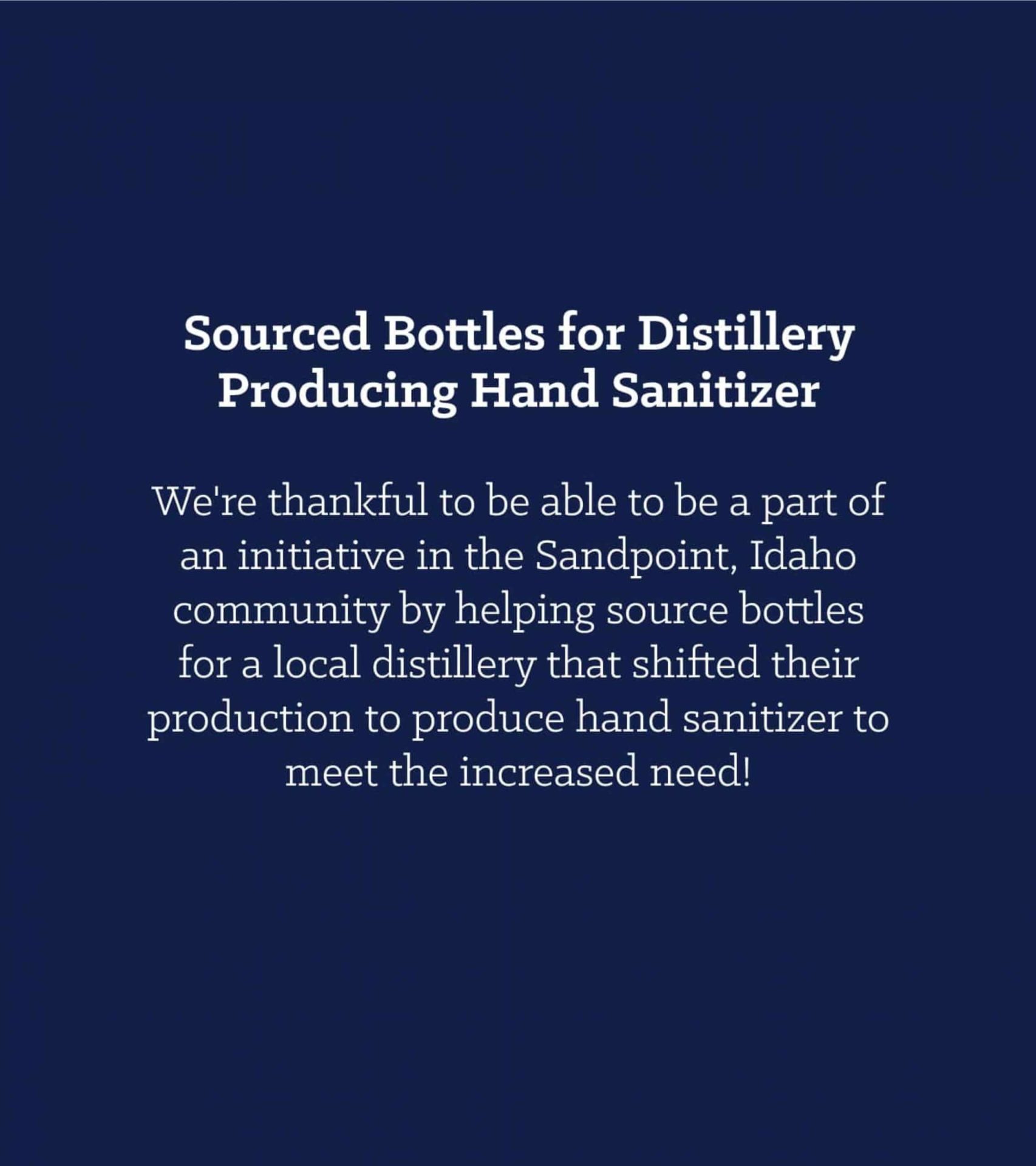 Sourced Bottles for Distillery Producing Hand Sanitizer