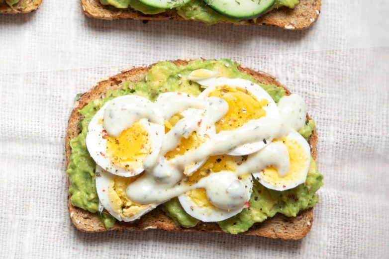 Avocado Toast with Eggs & Avocado Cilantro Dressing Recipe