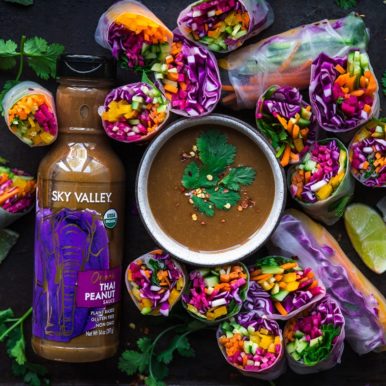 Veggie Spring Rolls with Sky Valley Organic Thai Peanut Sauce