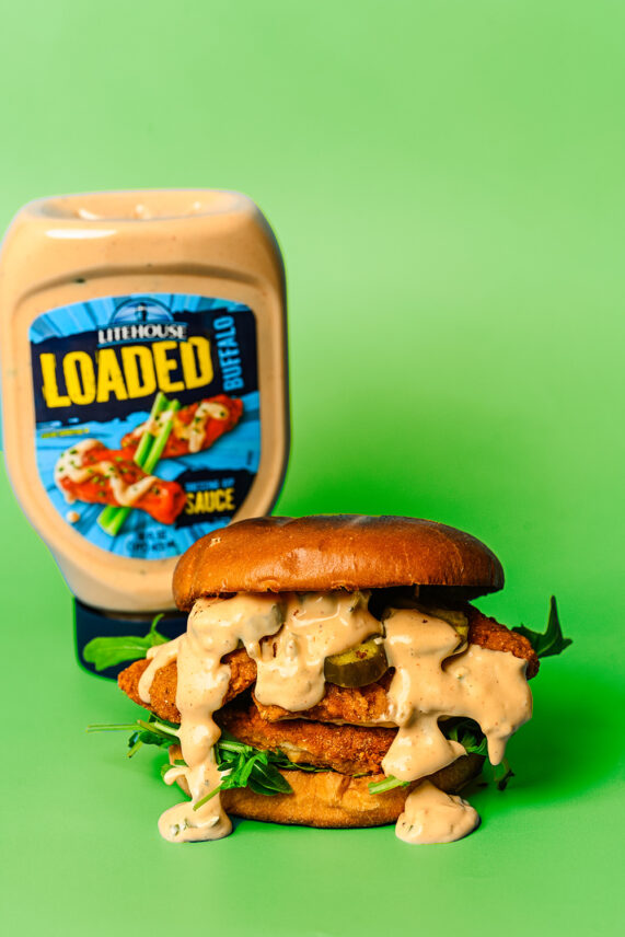Loaded Sandwich with Litehouse Loaded Buffalo Sauce