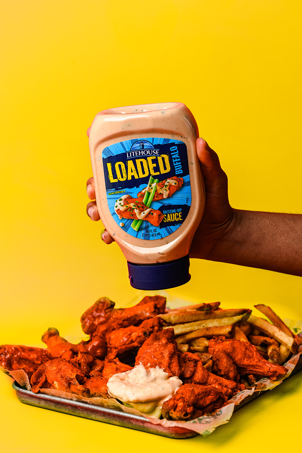 Loaded Wings Recipe with Litehouse Loaded Buffalo Sauce