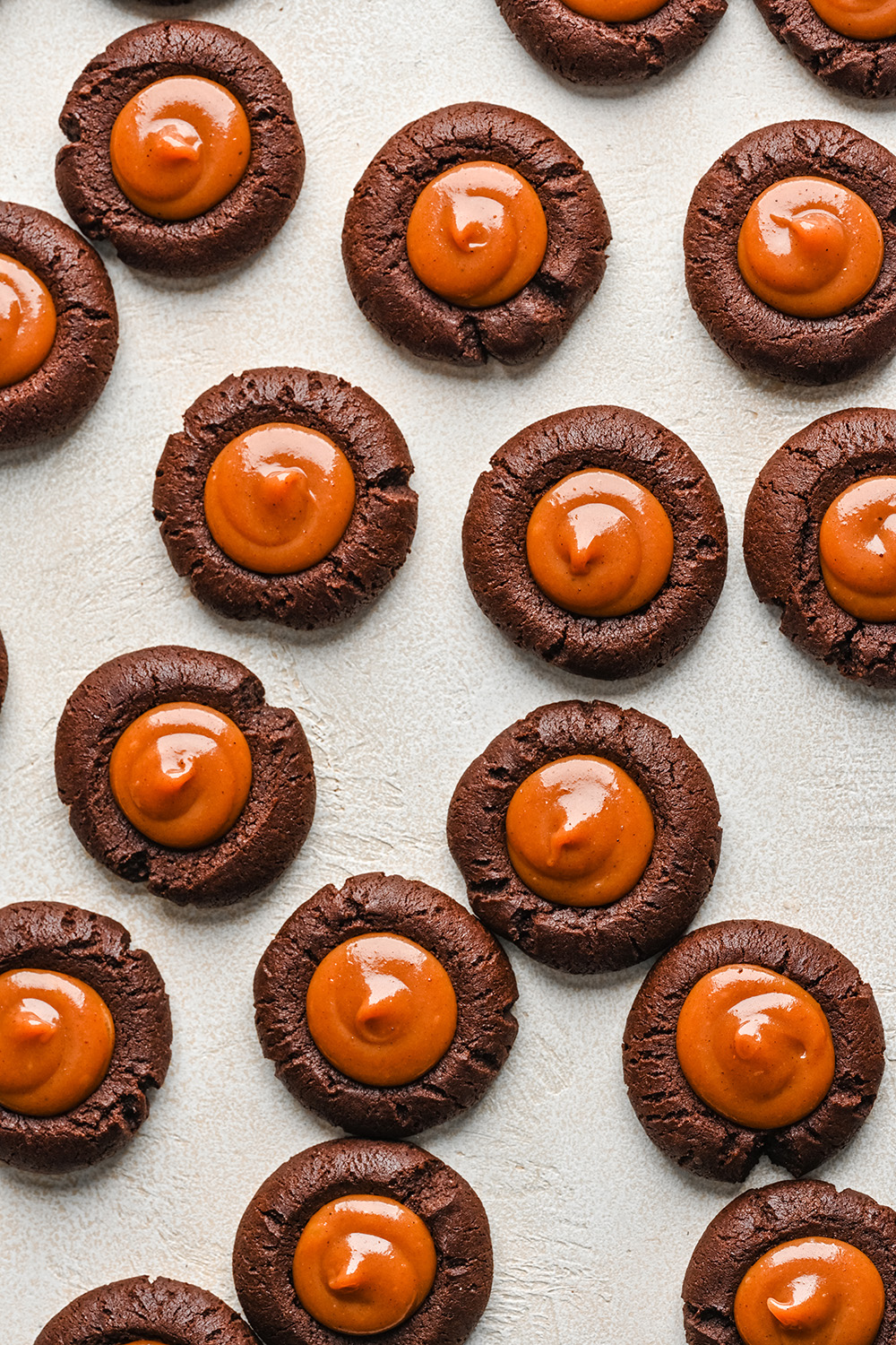 Chocolate thumbprint cookies with gingerbread caramel recipe